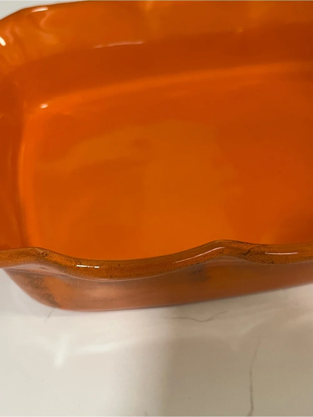 De Silva Italian Bright Orange Glazed Ceramic Serving Dish